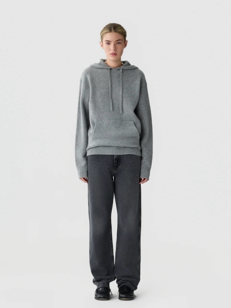 Guest In Residence Grey Cashmere Pullover Hoodie